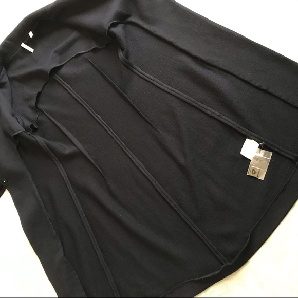 Iisli Wool Evening Sweater Coat Longline Black Metallic Gold Glitter Cuff Sz 4 - Picture 11 of 15